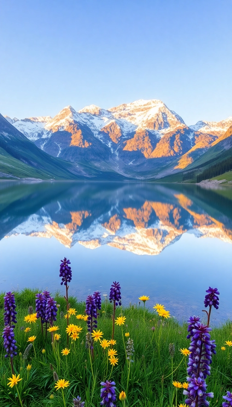 Best AI Spring Mountain Reflection Phone Photogenic Wallpaper